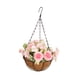 thumbnail image 1 of Cesta colgante de flores artificiales, maceta con cadena para exteriores rosa, 1 of 9