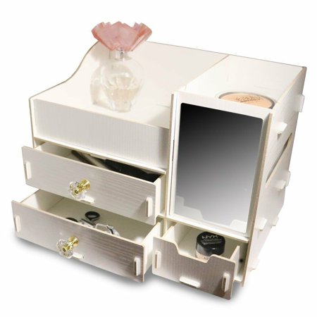 6goodeals Wood Cosmetic Organizer Makeup Jewellery Drawers Box