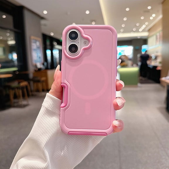 Strong Magnetic Case for iPhone 16 Plus [Compatibilty with MagSafe] Protective Shockproof Heavy Duty Anti-Fall Dropproof Protective Durable Cover Phone Case for iPhone 16 Plus,Purplepink