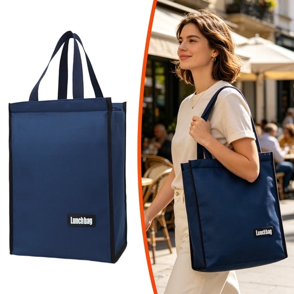 Insulated Lunch Bag for Adults Large Size - Premium Reusable Fabric Cooler with Zipper Seal High Capacity Thermal Lunch Box for Work Travel Picnic