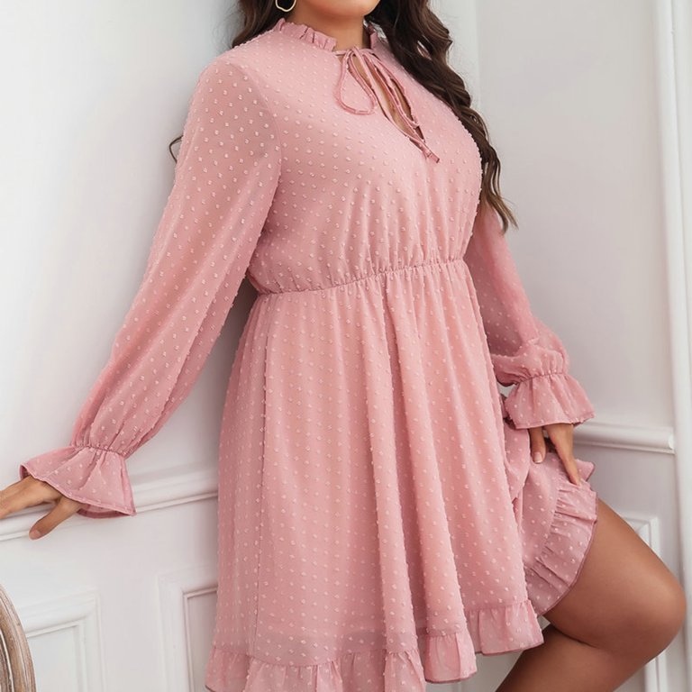 plus size short chiffon dresses Final Sale Plus Size Smocked Chiffon Baby Doll Dress in Pink & Yellow Print