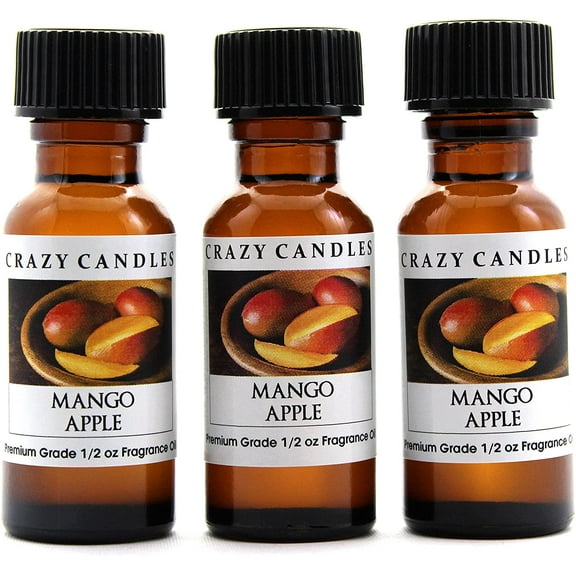 Crazy Candles Mango Apple 3 Bottles 1/2 Fl Oz Each (15ml) Premium Grade Scented Fragrance Oil Made in USA