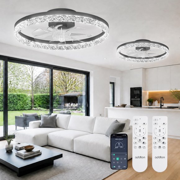 Ventilador Eléctrico Addlon 20" Perfil Bajo con Luz LED y Control Remoto