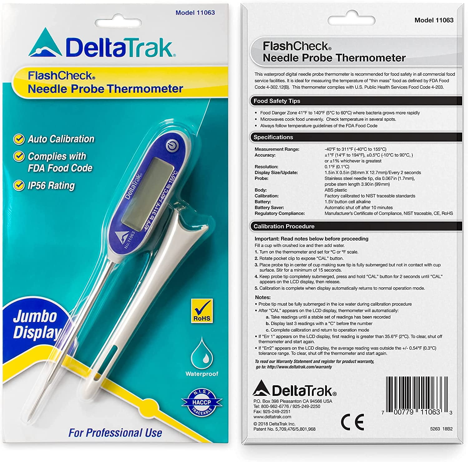 Deltatrak 11083 Jumbo Display Auto-Cal Needle Probe Deltatrak 11083 Jumbo Display Auto-Cal Needle Probe