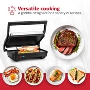 Holstein Housewares 2 Slice Non Stick Griddle, Stainless Steel Panini Press Electric with Adjustable Temperature Settings and Nonstick Plates, 1000W