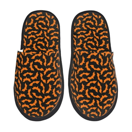 Balery Halloween Bat Slient Indoor Furry Fleece Comfort House Shoes Soft Non-Slip Home Shoes Cotton slippers House Slippers-- Medium
