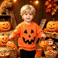 thumbnail image 2 of Toddler Girl Boy Halloween Sweatshirt Long Sleeve Pumpkin Shirt Crewneck Sweater Retro Tops Fall Outfit, 2 of 7