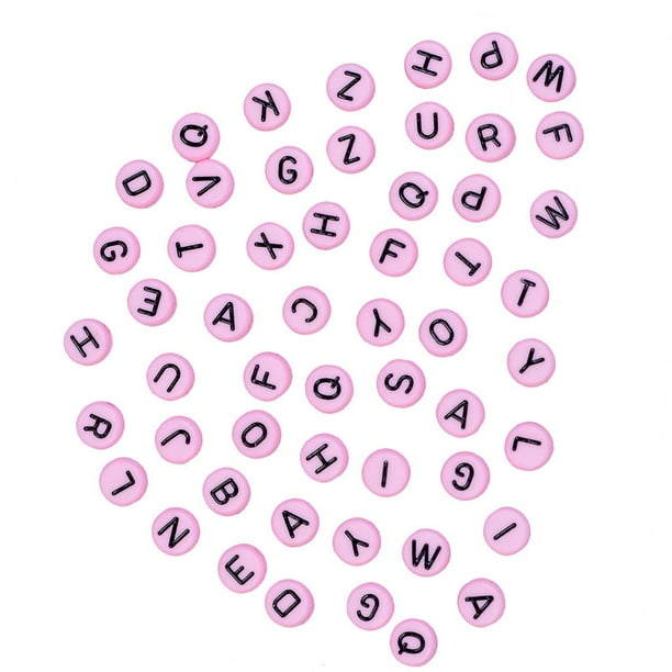 200 piezas de cuentas de letras/alfabeto, juguetes educativos para niños, manualidades de bricolaje, regalo para 4 rosa