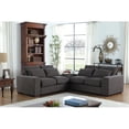 thumbnail image 2 of 123.24'' Fabric Square Arm Modular Reversible Sectional Sofa & Ottoman-Dark Gray, 2 of 9