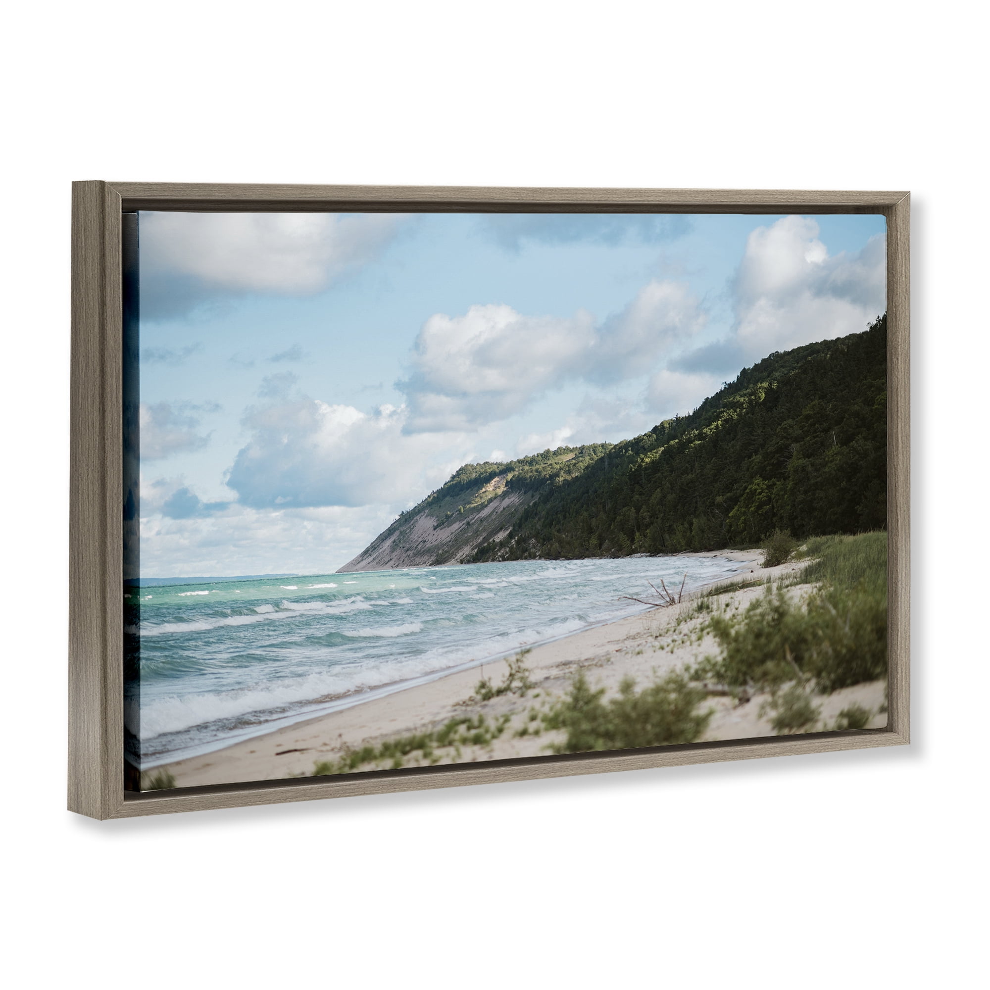 Stupell Industries Sleeping Bear Cliff Brown Framed Floater Canvas Wall Art, design by Amy Carroll