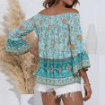 thumbnail image 2 of Blusa con hombros descubiertos y manga acampanada, blusa con hombros descubiertos y estampado floral para mujer, señora, citas, oficina, 2 of 8