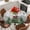 Gray Green Red, variant on Christmas Tree Round Tablecloth, Fitted Table Cover with Elastic for 36"-44" Round Tables, Grey Retro Winter Ball Berry Snowflakes Table Cloth Outdoor Indoor Dinning Party Waterproof Tablecloths