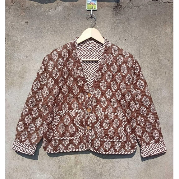Indian 100% Cotton Handmade Quilted Jacket Coats, Unique and Comfortabl Women For Jacket Kimono Style Gift for Her Christmas_XXL