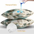 thumbnail image 4 of Turquoise Tulip Throw Pillow Covers 26x26 Inch Set of 2, Spring Vintage Botanical Butterfly Floral Waterproof Outdoor Pillow Covers, Decorative Cushion Pillowcases for Couch, Sofa, Bed, Garden, Patio, 4 of 9
