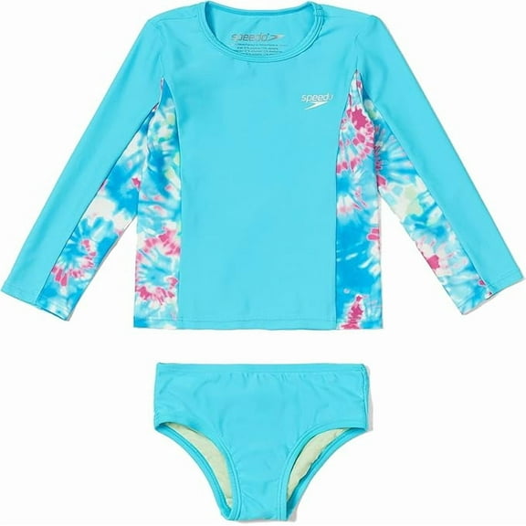Speedo Girl's Uv Swim Shirt Long Sleeve Rashguard Set