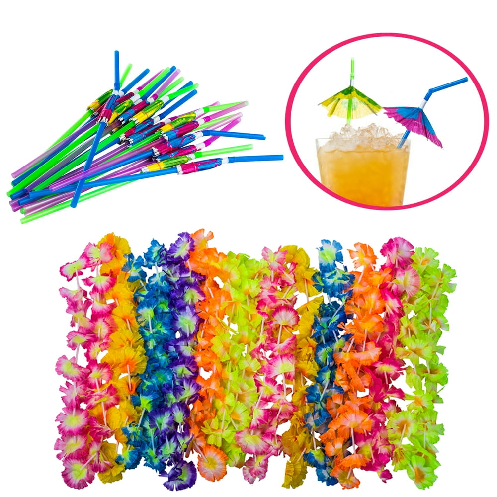 Hawaiian party favors for luau - 36 pc. - 12 lei necklaces and 24