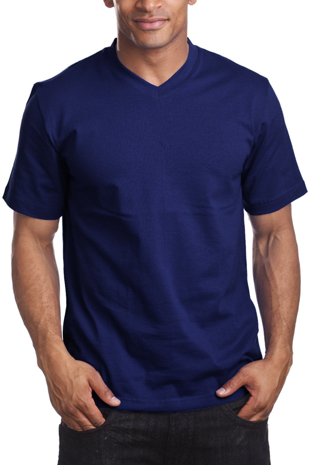 Pro 5 - Pro 5 V-Neck Mens Short Sleeve T-Shirt,Navy,Large - Walmart.com ...