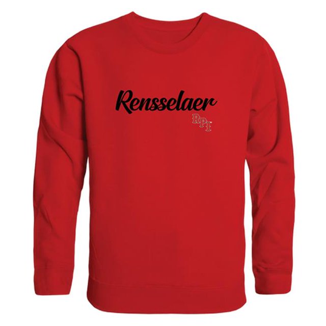 W Republic 556-367-RED-01 Men Rensselaer Polytechnic Institute Script Crew Fleece, Red - Small