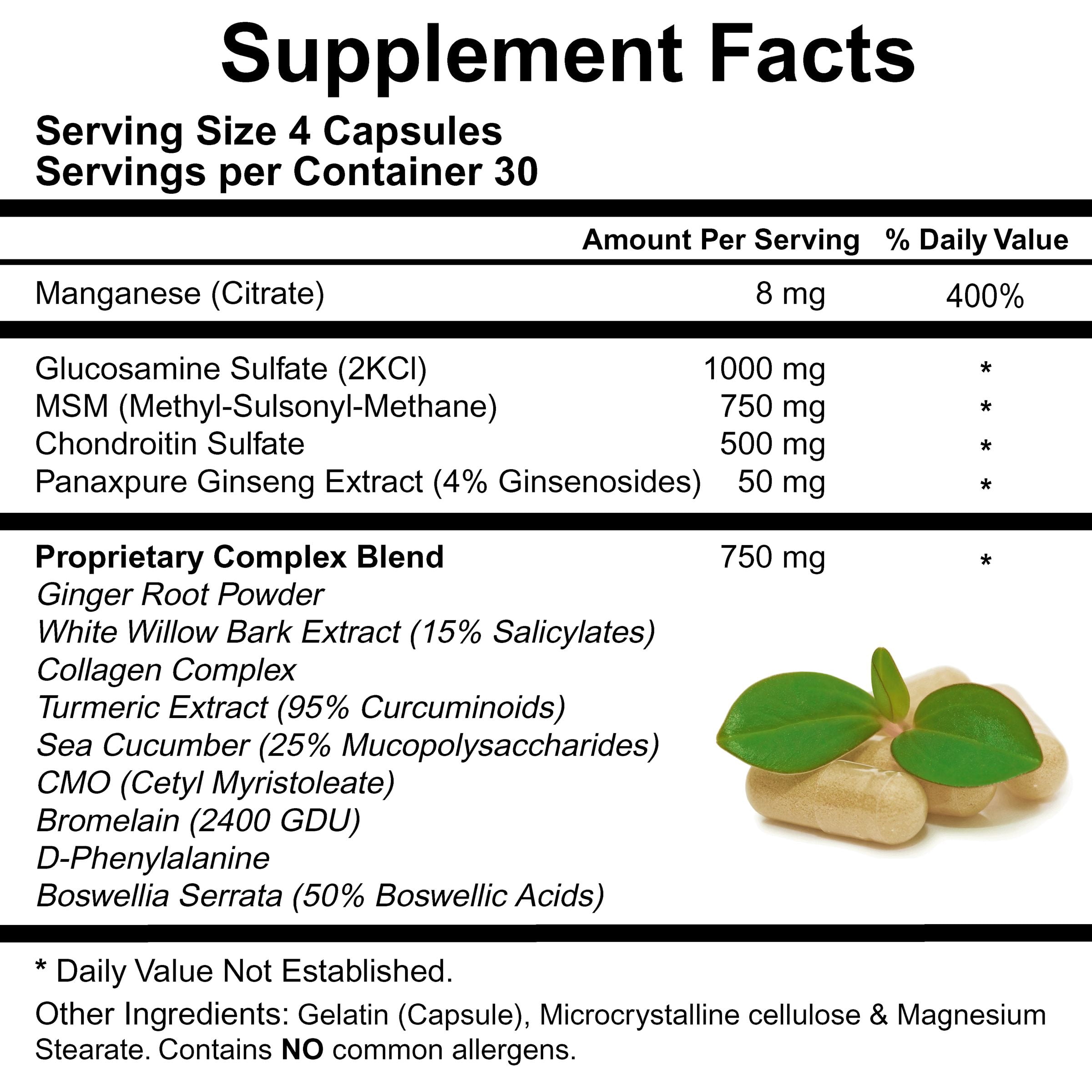 Joint Support Glucosamine, Chondroitin Mobility  Supplement, by Doctors Nutra Nutraceuticals, MSM, Turmeric, Boswellia and Collagen Complex - Over 3,000 Milligrams ,  90 Capsules