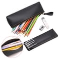thumbnail image 4 of WONDERPOOL Leather 1pc Pencil Case & 1pc Fountain Pen Holder - Portable Compact Drawing Marker Pen Stationery Pouches for Office Travel Home Organizer (Black), 4 of 4