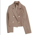 thumbnail image 1 of Yuyuzo Veste de Costume pour Femmes Blazer Manches Longues Col à Revers Ouvert Double Boutonnage Vestes Raccourcies, 1 of 4