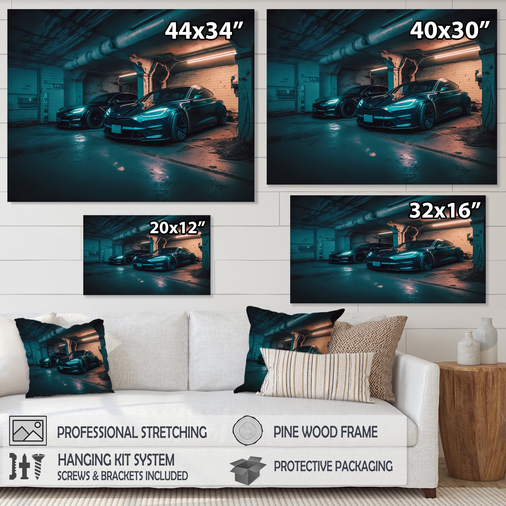 Designart Hybrid Power In Undergroung Garage Canvas Wall Art