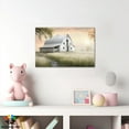 thumbnail image 4 of Farmhouse Spring Wall Art, White Barn and Flowers Botanical Pictures Canvas Wall Art, Early Morning Country Spring Landscape Pictures for Modern Living Room, Bedroom Wall Decor 12x18 Inches, 4 of 6