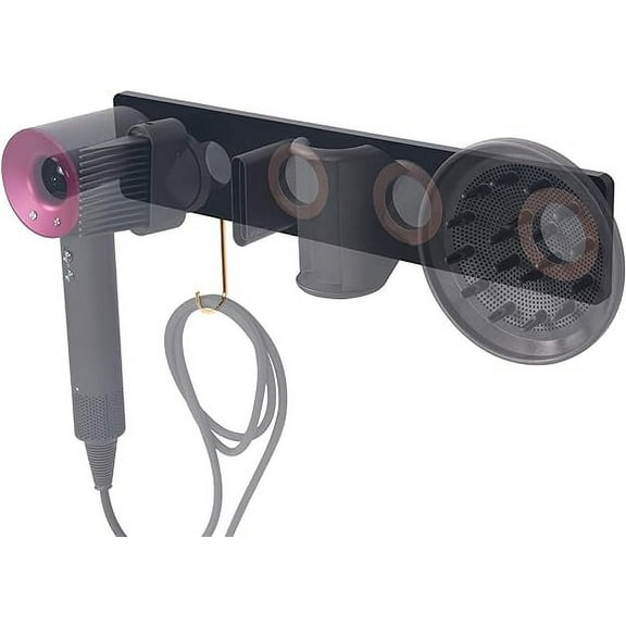 LandHope Wall Mount Hair Dryer Holder Compatible with Dyson Supersonic, Acrylic Organizer (Black)