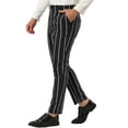 thumbnail image 4 of INSPIRE CHIC Men's Dress Stripe Pants Slim Fit Flat Front Business Trousers 34 Black, 4 of 6