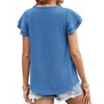 thumbnail image 4 of Short Sleeved Women's Round Neck Ruffle Sleeve Eyelet Summer Casual Tunic Tops, 4 of 5