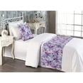 thumbnail image 2 of Orchid Bed Runner Set, Exotic Flowers on Pastel Rose and Soft Blue Hues Garden Blooming Pattern, Decorative Bedding Scarf & a Pillow Sham for Hotels Homes, Twin, Violet and Raspberry, by Ambesonne, 2 of 3
