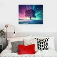 thumbnail image 5 of JRXY  Aurora Canvas Wall Art, Purple Tree and Colorful Aurora Painting Print Northern Lights Picture Poster for Living Room Bedroom Decor 20x16in, 5 of 6