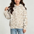 thumbnail image 6 of Xdegoge Kids Girls Pullover Hoodies Leopard Print Hooded Sweatshirts Long Sleeve Tops with Kangaroo Pocket Fashion Fall Winter Clothes, Size 7-8, 6 of 6