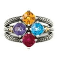 thumbnail image 5 of Sterling Silver Antiqued w/14k 4-stone Mother's Ring Q-QMR11/4SY-9, 5 of 7