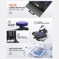 thumbnail image 6 of KFFKFF 15 x 15 inch Heat Press Machine, 5-in-1 Heat Transfer System with 30 oz Tumbler Attachment, 360° Swing-Away Design, Digital Controls, Teflon-Coated Surface, Black and Blue, 6 of 9