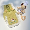 thumbnail image 6 of Spring Summer Pet Dress - Cartoon Squirrel Embroidery - D-shaped Ring, White Lace Button - Sleeveless Dog Cat Outfit, 6 of 8