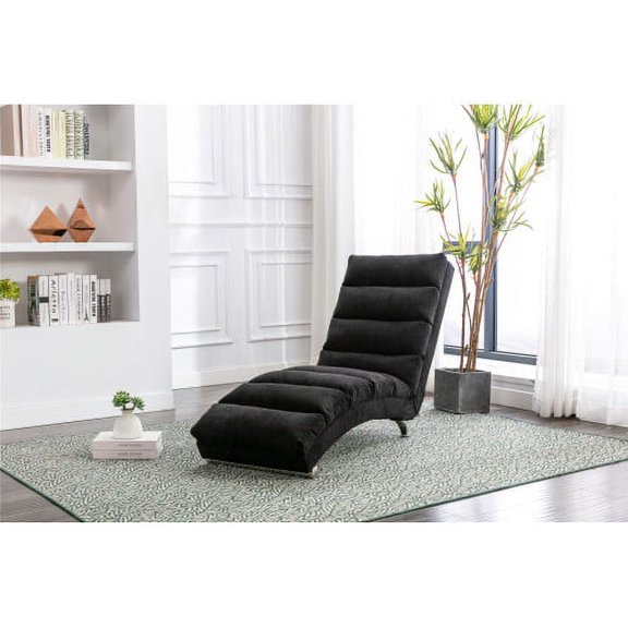 COOLMORE Linen Chaise Lounge Indoor Chair, Modern Long Lounger for Office or Living Room (Beige)