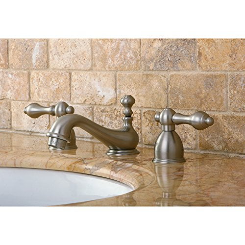 Kingston Brass Two Handle 4" to 8" Mini Widespread Lavatory Faucet with Brass Pop-up