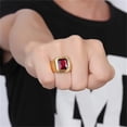 thumbnail image 5 of PAMTIER Men's Stainless Steel Simple Gold Plated Ring with Square Red Gem Stone Size 6, 5 of 6