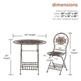thumbnail image 4 of Alpine Corporation 3-Piece Metal Floral Outdoor Patio Bistro Set, Brown, 4 of 12