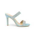 thumbnail image 3 of BLISSFUL STEP Women's Open Toe Stiletto High Heel Rhines Mules Sandals Light Blue 10, 3 of 7