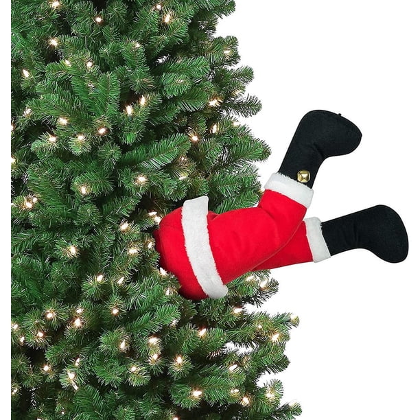 Navidad Santa Pierna Pegada Árbol Topper Felpa Relleno Santa Pierna Para Árbol De Navidad Puerta Ventana Decoración Advancent HA036865-00
