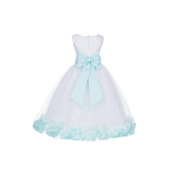 Ekidsbridal Wedding Pageant Rose Petals White Tulle Junior Bridesmaid Toddler Dress Summer Easter Dress First Communion Girls Clothing Holiday Recital Dress Princess 302T 12-18m Flower Girl Dress