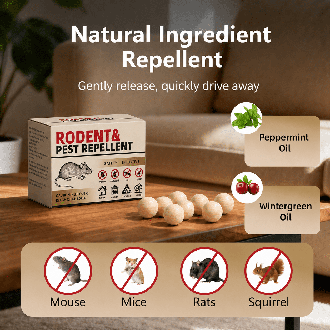 Rodent Repellent Pouches,Plant Rat Repellent, Indoor & Outdoor Mice Repellent, Best Mouse Repellent, Natural Rat & Mouse Repellent-72 Balls,peppermint rodentrepellent.
