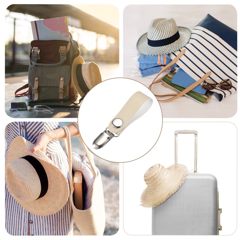 7345 6pcs Hat Clips For Travel, Pu Leather Elastic Holder Companion Hat Clip for Travel on Bag Backpack Luggage Fashion PU  main image 2