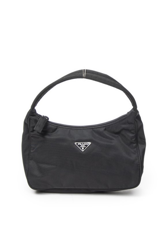 Pre-Owned Prada Black Vintage Mini Zip Hobo Shoulder Bag Nylon Canvas
