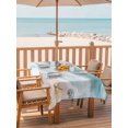 thumbnail image 2 of Outdoor Tablecloth with Umbrella Hole for Patio/Picnic/Party/Camping, Teal Summer Beach Waterproof Table Cloth Rectangle Table Cover Washable, Coastal Waves Ocean Starfish Conch (60"x 102"), 2 of 8