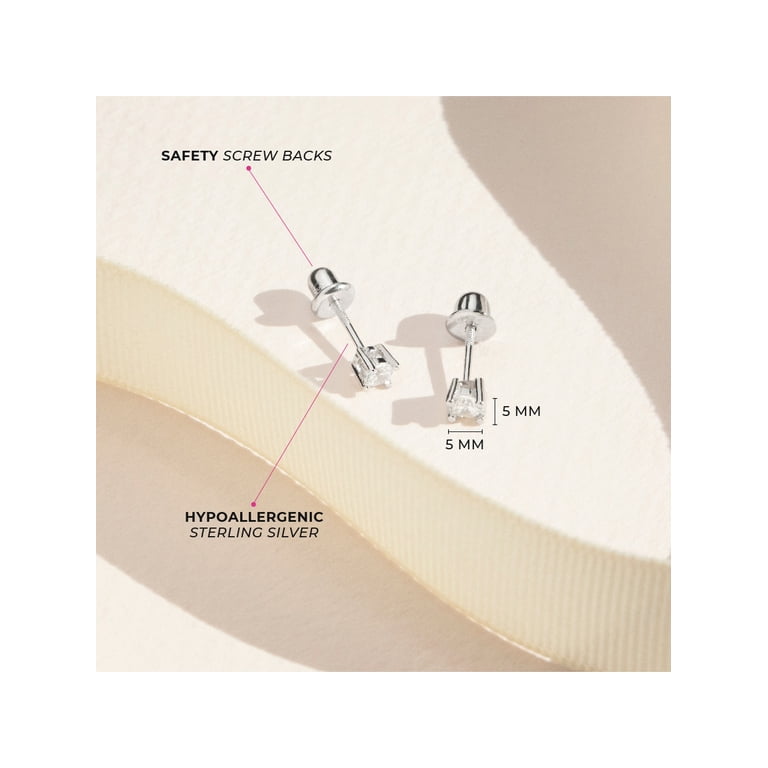 In Season Jewelry Girls' 5mm CZ Stud Earrings, Sterling Silver photo 4