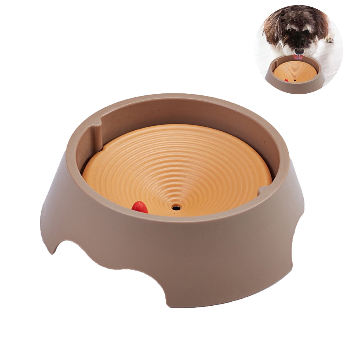 Pet Enjoy 500ml Dog Water Bowl,Splash Proof Anti Spill Slow Feeder Dish Dog Cat Water Bowl