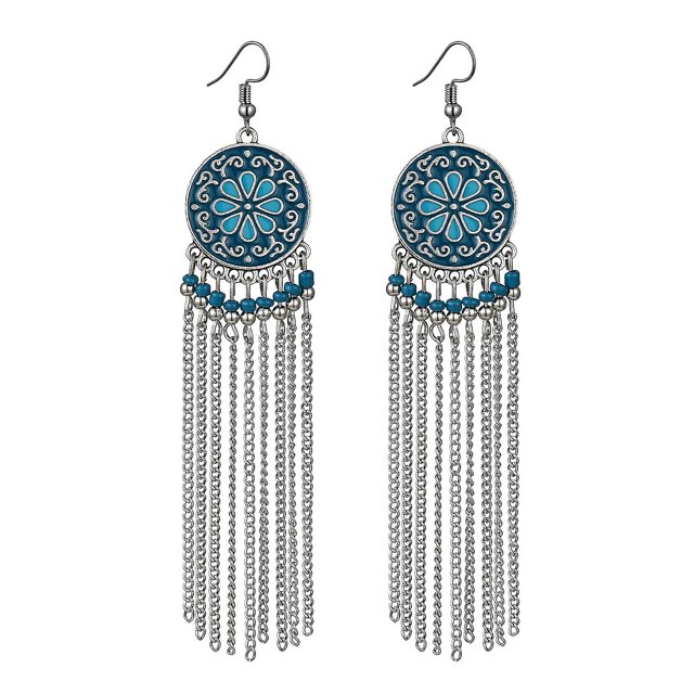 Pendientes colgantes de borla larga para mujer, chicas adolescentes, pendientes de cadena de Metal elegantes Punk plateados/dorados, joyería para dama de honor de boda Feliz Sencillez